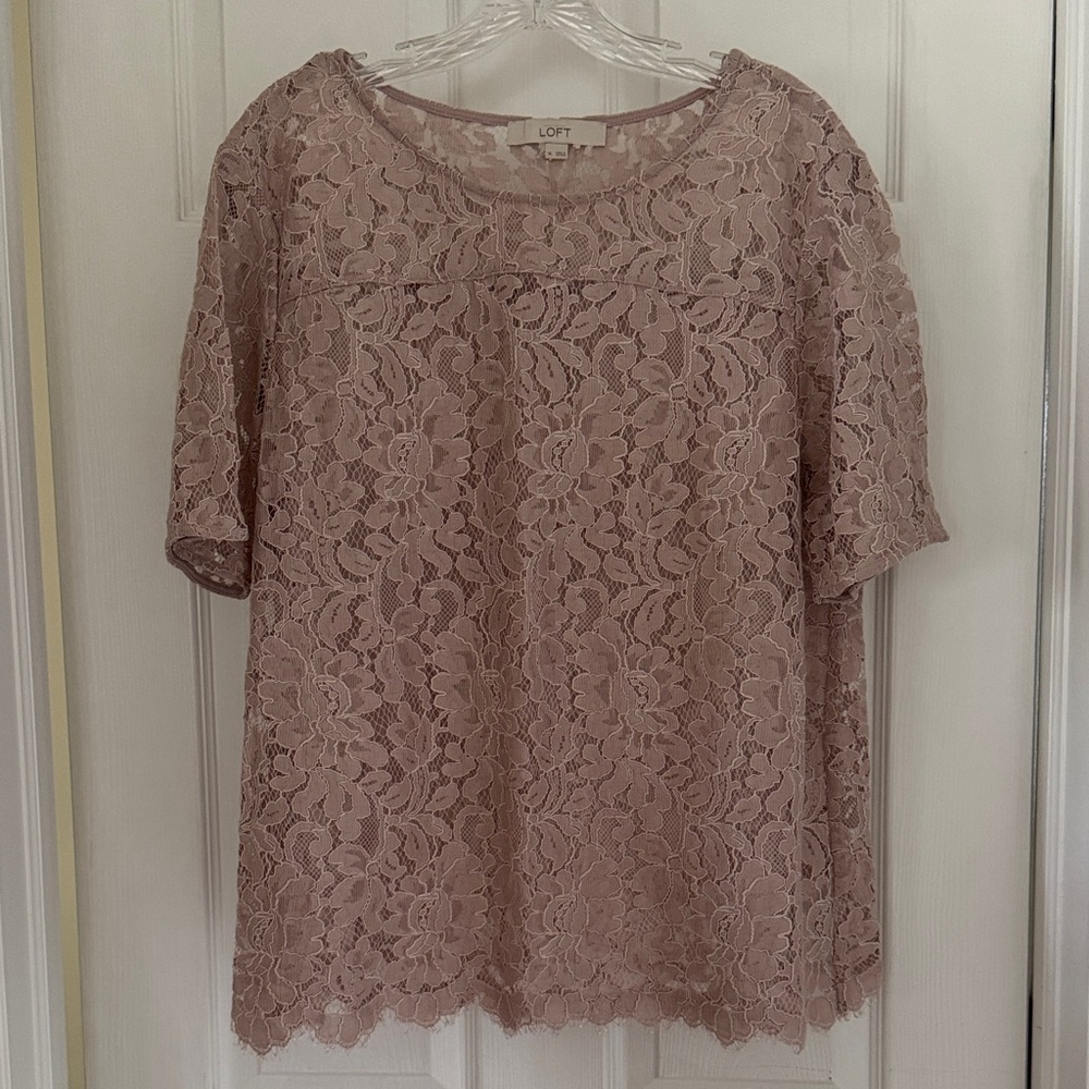 LOFT Women's Mauve Lace Blouse Size XL